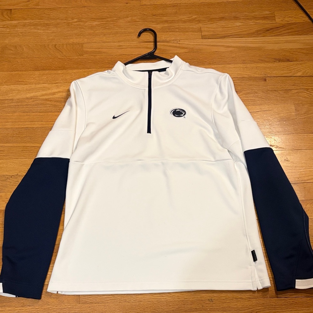 Nike White and Dark Blue Half-Zip Pullover- Penn State